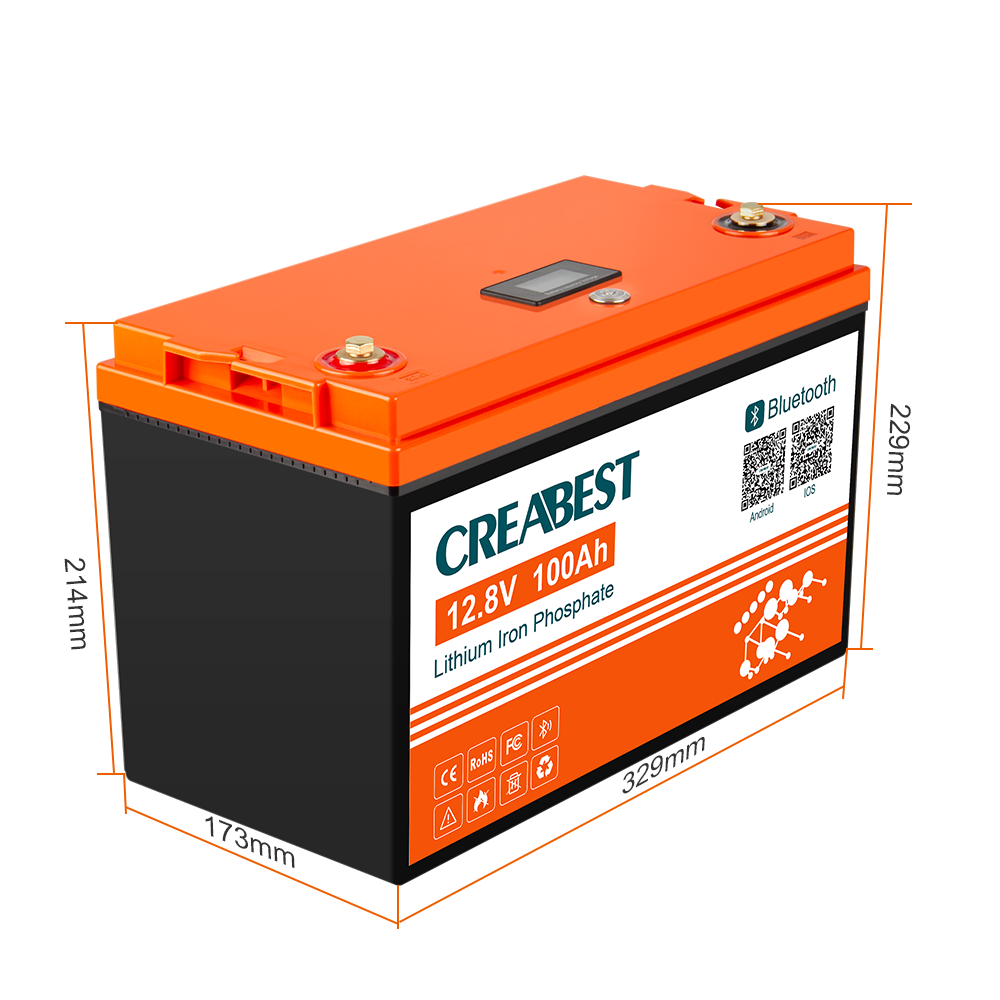 Dumfume 2 Stück 12V 100Ah LiFePO4 Lithium Batterie mit 100A BMS, 15000 Zyklen Deep Cycle Lithium Akku 1.28kWh Hohe Energiedichte Ideal für Solar Wohnmobile und Off-Grid Anwendungen