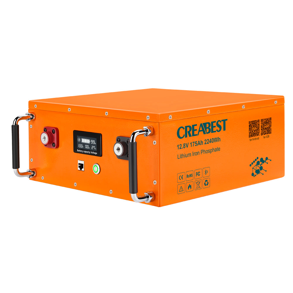 CREABEST LiFePO4 Battery 12V 175Ah for Capervan Solar Caravan Leisure Marine Boat with Bluetooth