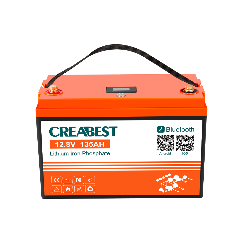 CREABEST LiFePO4 Battery 12V 135Ah for RV Solar Caravan Leisure Camping Marine Boat with Bluetooth