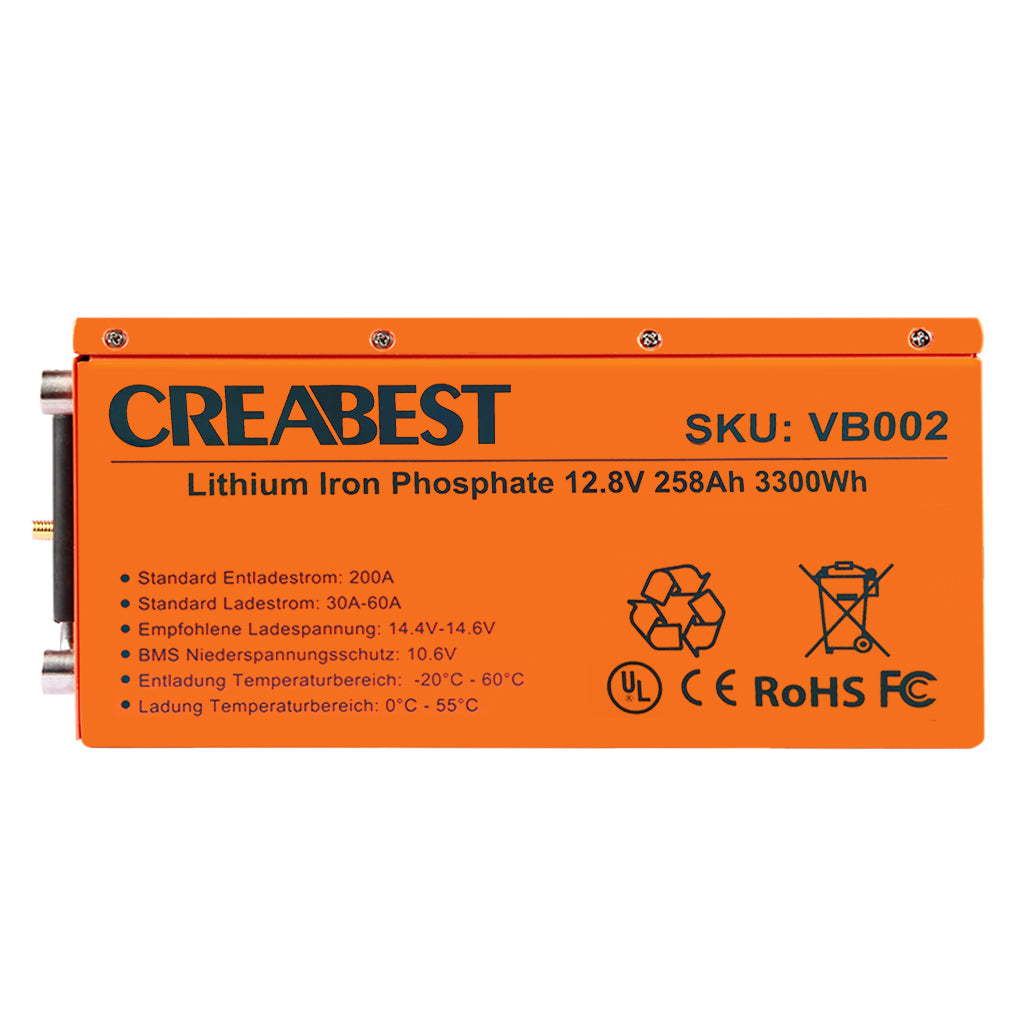 LiFePO4 258Ah 12,8V Deep Cycle Batterie für Wohnmobil Freizeit Marine Boot Caravan Camping 
