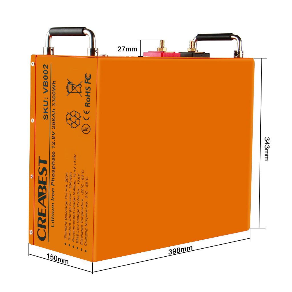LiFePO4 258Ah 12,8V Deep Cycle Batterie für Wohnmobil Freizeit Marine Boot Caravan Camping 