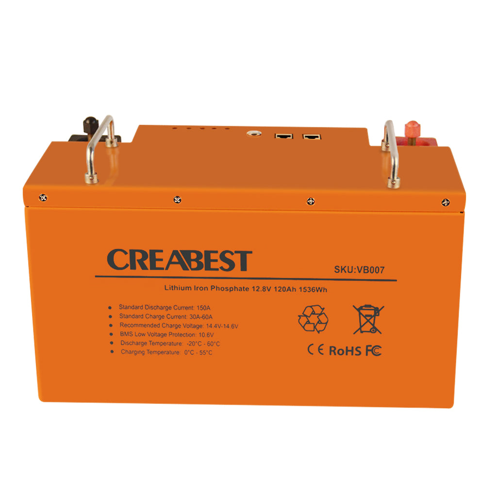 LiFePO4 Battery 12.8V 120Ah for RV, Caravan, Motorhome, Solar, Boat, Off-grid Applications with APP&Bluetooth