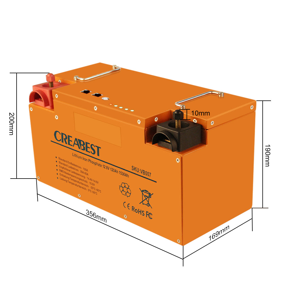 LiFePO4 Caravan / Wohnmobil Batterie 12V 100Ah 355 x 175 x 188mm