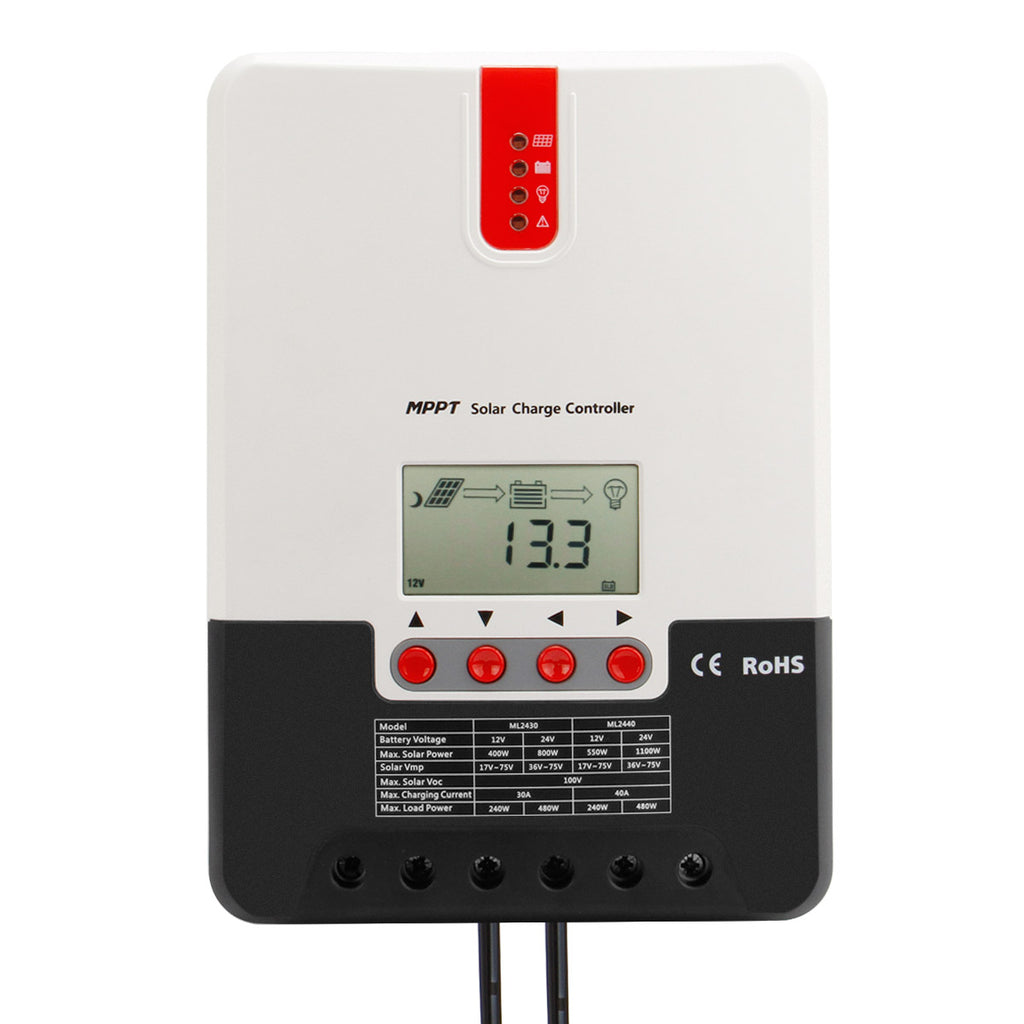 Solar charge controller MPPT 40A 12V/24V fit for gel, lead-acid, lithium battery, sealed, flood, etc